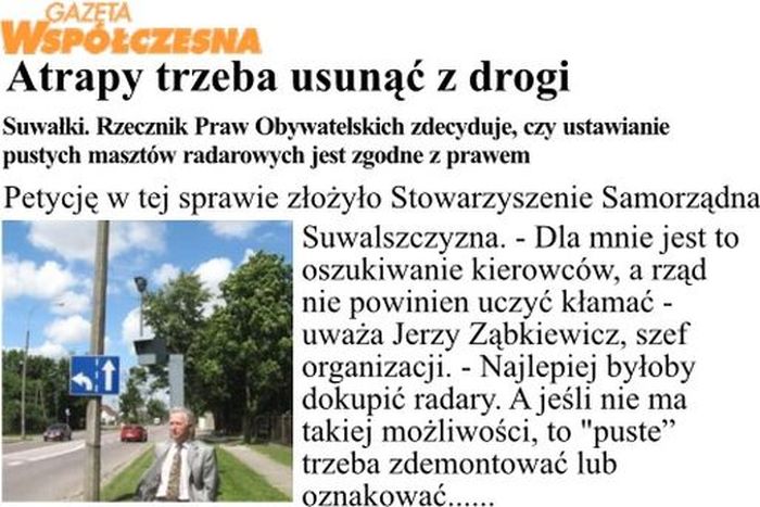 Gazeta wspczesna - Atrapy fotoradarw musz znikn